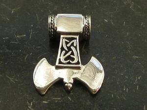 Thors Hammer Silber 925 er massiver Ketten Anhänger Wikinger Doppel Axt /KA 155 - Bild 1 von 11