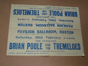 Brian Poole & Tremeloes 1964 Pavilion Ballroom, Buxton Banner Concert Poster - Picture 1 of 1