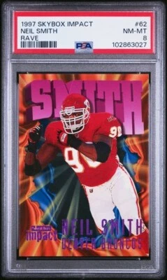 1997 Skybox Impact NEIL SMITH Broncos RAVE 111/150 Rare 62 PSA 8 Pop 2 Highest - Image 1 of 2
