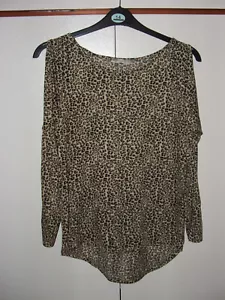 Papaya Brown/Beige - Cold-shoulder, Long-sleeve, Long T-shirt/Top - Womens UK 10 - Picture 1 of 8