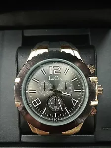 OROLOGIO DA POLSO GRANDE QUADRANTE L&CO.TIMEPIECES NUOVO NERO DATA ORA IMPERMEABILE - Foto 1 di 4