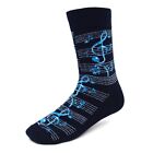 Fun Socks Men's Big Blue Colorful Music Notes Rock and Roll Music Lovers Musicia