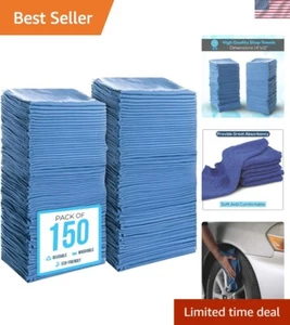 Shop Towels Cotton 14x12 Blue 150 Pack Commercial Grade Low Linting - Picture 1 of 10