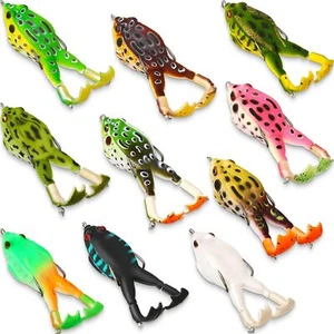 10pcs Topwater Frog Fishing Lure Soft Swimbait Floating Bait 9cm 13.5g - Picture 1 of 7