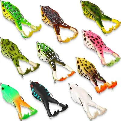 10pcs Topwater Frog Fishing Lure Soft Swimbait Floating Bait 9cm 13.5g - Image 1 of 4