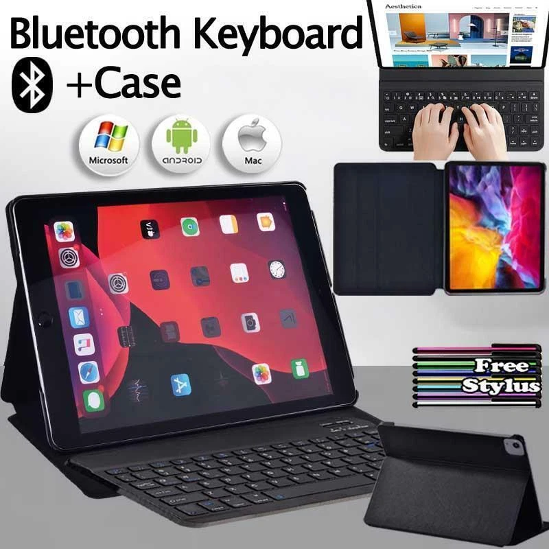 Leather Stand Cover Case+Bluetooth Keyboard For Apple iPad 23456789/Mini/Air/Pro - Image 1 of 4