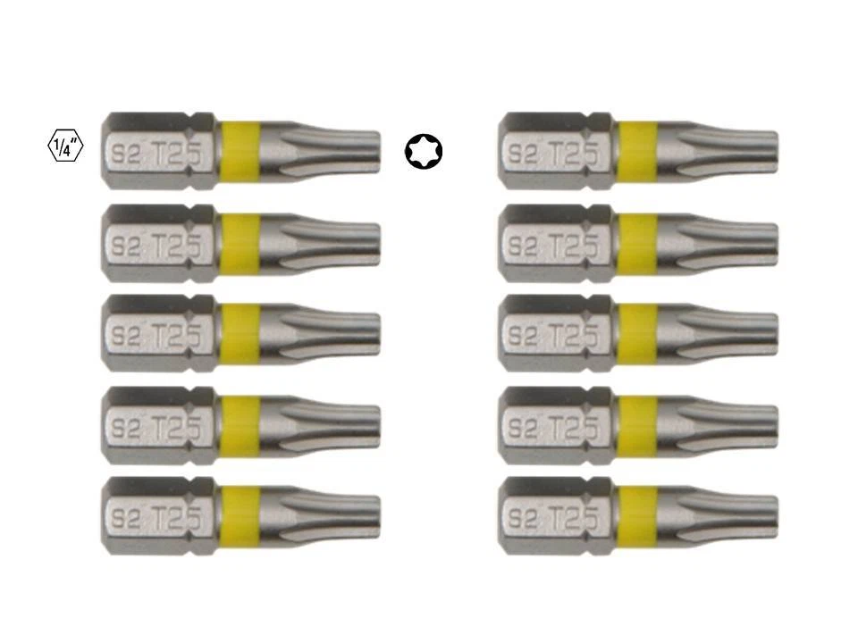 10 x Profi Bits Torx 25 mm T10 T15 T20 T25 T30 T40 Bitsortiment z.B. Bit-Box - Bild 1 von 1