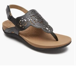 👠NEW ROCKPORT Size 7 RIDGE CIRCLE BLACK Slingback Thong/Sandal RRP $89 - Picture 1 of 10
