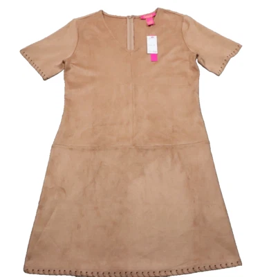 Vestido para mujer Catherine imitación gamuza encaje manga acento talla 8 marrón cuello en V nuevo con etiquetas Foto 1 de 4