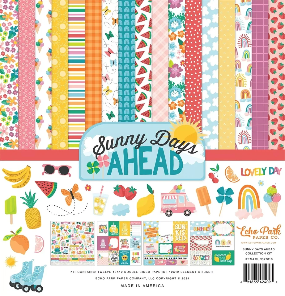 Echo Park 12" x 12" SUNNY DAYS AHEAD collection kit~Beautiful! Quick Ship! - Image 1 of 1