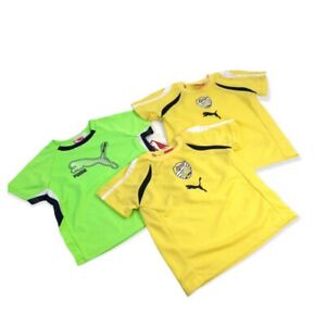 PUMA Boys T-Shirt LOT 3 Yellow Green 24 M Athletic Logo Short Sleeve Lightweight