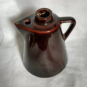 Brown Stoneware Ceramic Moonshine Wiskey Water Jug Pitcher USA Icelip Ewer MCM - Picture 1 of 6