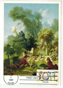 #1951 LOVE STAMP FDC COLOR POSTCARD FROM THE FRICK COLLECTION #2 LOVER CROWNED - Picture 1 of 1
