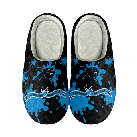 Carolina Panthers Fleece Slippers Unisex Indoor Non-Slip Winter House Shoes Cover