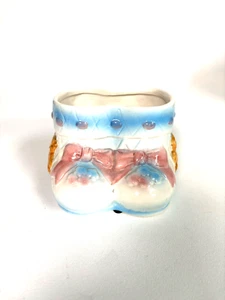 Nuevos botines de bebé rosa y azul contenedor de cerámica novedad - Imagen 1 de 7