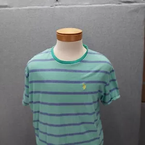 US Polo Assn T-Shirt size Large, Turquoise and blue striped - Picture 1 of 5