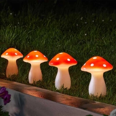 Solar Mushroom Stake Lights LED Toadstool Shroom Decoration Lighting Set of 4 - Image 1 of 4
