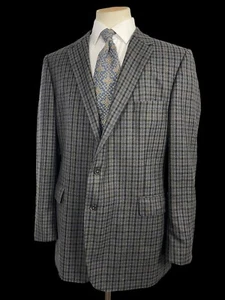 Gieves & Hawkes Blazer 48L Check Grey Wool Smart Wedding Races - Picture 1 of 15