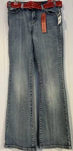 NWT Vigoss Jeans With Red Metallic Belt. Size Girls 16 - Picture 1 of 10