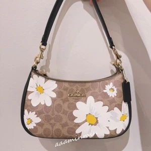 Borsa a tracolla Coach CZ586 donna Teri nuova con etichetta firma tela e pelle stampa floreale - Foto 1 di 12