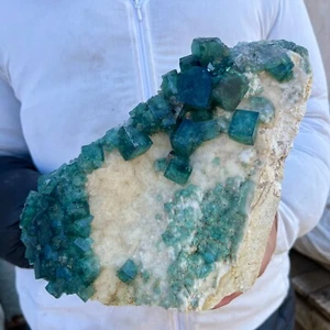 9.9lb NATURAL Green Cube FLUORITE Quartz Crystal Cluster Mineral Specimen - Picture 1 of 7