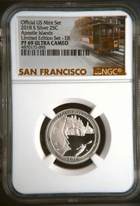 NGC 2018 S SILVER QUARTER APOSTLE ISLANDS PF69 ULTRA CAMEO LIMITED EDITION COIN - Picture 1 of 2