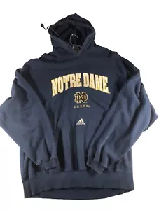 Felpa con cappuccio pullover Adidas Notre Dame vintage ricamata uomo taglia XL blu - Foto 1 di 11