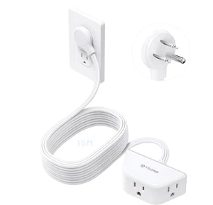 Rightward Flat Extension Cord 15 ft - Flat Plug Power Strip 3 Prong, 3 Plug Exte - Picture 1 of 7