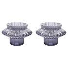 2x Glass 8cm Double Sided Pillar/taper Candle Holder Home Decor Display Grape