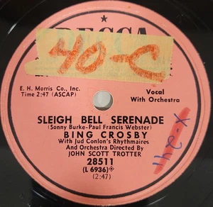 HEAR👂Bing Crosby Sleigh Bell Serenade Decca 28511 Vinyl Christmas Promo 78 RPM - Imagen 1 de 4