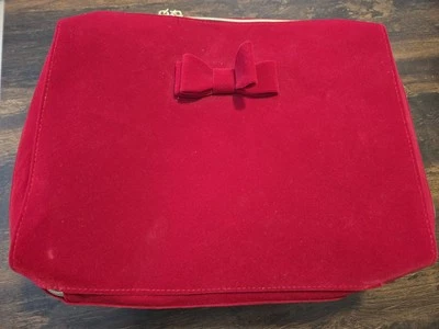 Bolsa de Maquillaje Cosmético Terciopelo Rojo Estee Lauder Estuche de Tren 13 X 10" Foto 1 de 4