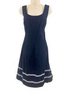 Nine West Navy Blue Cotton Fit & Flare Dress with Pockets Size 16W 1X Plus Sz - Picture 1 of 8