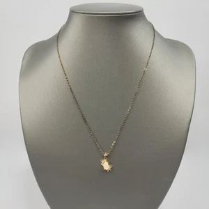 Simulated White Opal with Rhinestones Pendant Gold Tone Necklace - Picture 1 of 8