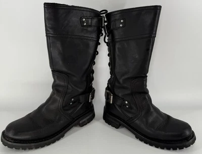 Harley-Davidson Sz 8 Leather Riding Boots 85157 Buckle, Zip and Lace Up - Image 1 of 4