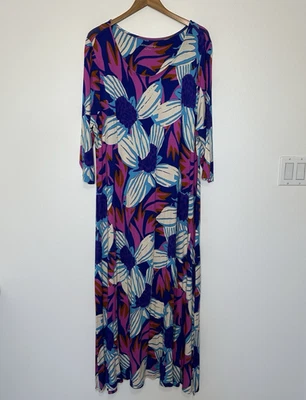 Maxi Vestido Suave Surroundings Serena Para Mujer 3X Elastizado Floral Aberturas Laterales Jersey Foto 1 de 4