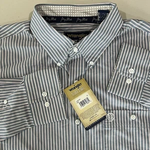 NEW Wrangler George Strait Shirt Mens XL Plaid Striped Relaxed Fit Performance - Picture 1 of 10