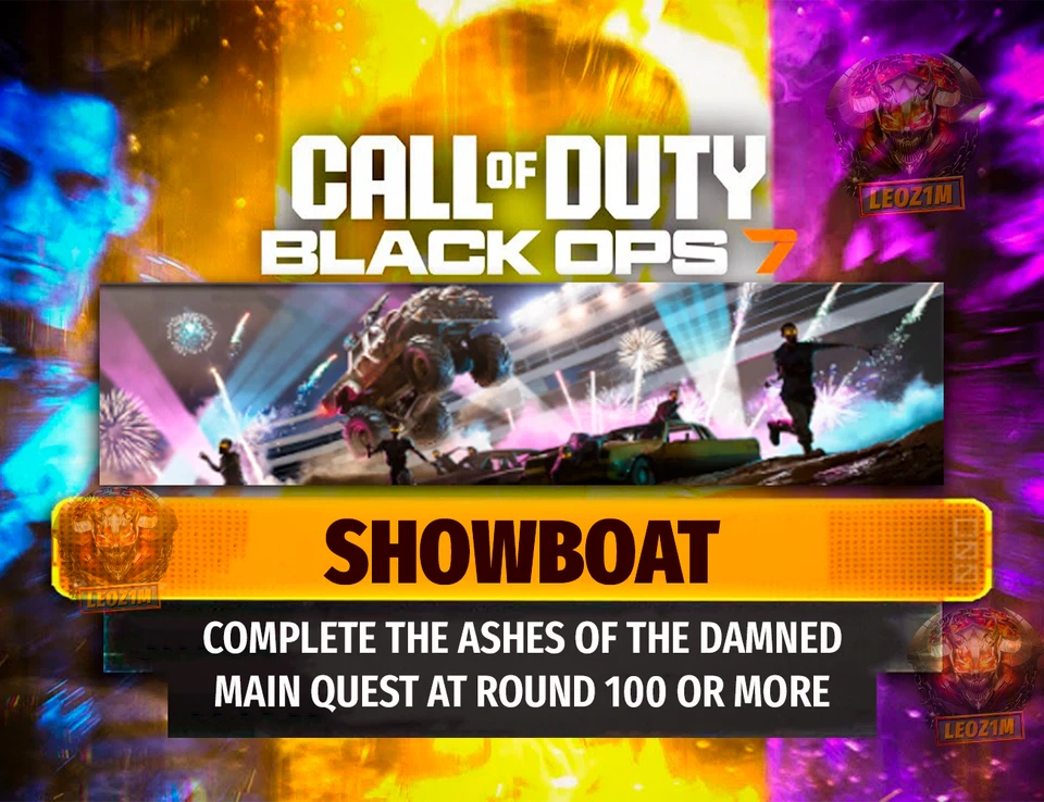 Showboat Calling Card Easter Egg Round 100 Black Ops 7 Zombies DARK OPS RARE BO7 - Image 1 of 1