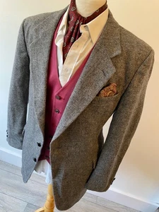 VINTAGE mens WINTHROP & WALES grey herringbone pure wool sports jacket blazer 46 - Picture 1 of 10