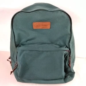 Rare Vintage 1990s Eastpak Backpack Green Outdoor Travel USA Made Leather Patch - Bild 1 von 19