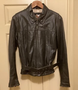 HARLEY DAVIDSON HD INSULATED LEATHER BELTED RIDING JACKET - Women’s Size Medium - Picture 1 of 10