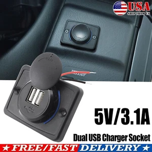 Dustproof Dual USB Ports Car Cigarette Lighter Socket Charger Power Outlet Cover - Picture 1 of 7