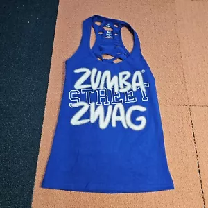 Zumba Street Zwag Racerback Swag Tank Top Medium Blue Cut Slits in Back W3a - Picture 1 of 9