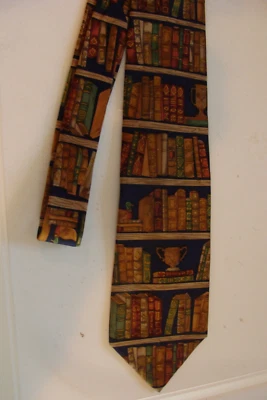 Ex Libris Library Books by Allyn Neckwear  100% Silk Necktie Men Tie - Image 1 of 2