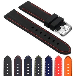 StrapsCo Silicone Rubber Mens Waterproof Diver Watch Band - Quick Release Strap - Picture 1 of 22