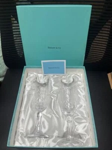 Tiffany & Co. Floret Champagne champaign Pair Set Wine Glass Blue Box Gift - Picture 1 of 6