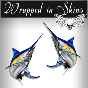 Calcomanías para RV gráficos 2 pegatinas de pescado azul Marlin 25" calcomanías gráficas barco RV #2,5 - Imagen 1 de 1