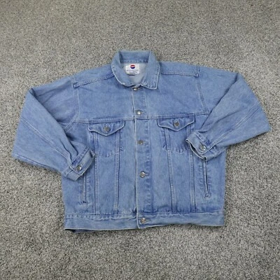 VTG Pepsi Jacket Mens M Light Blue Jean Denim Cola Soda Trucker Biker 90s Y2K - Image 1 of 4