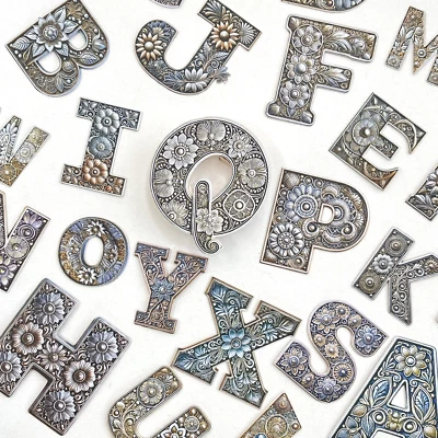 Ornate Floral Alphabet Letter Stickers Scrapbook Junk Journaling Collage - Image 1 of 3