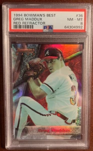 1994 Bowman’s Best Greg Maddux RED REFRACTOR🌈PSA 8. NM-MINT💎Braves⚡️Rare🌟 - Picture 1 of 2