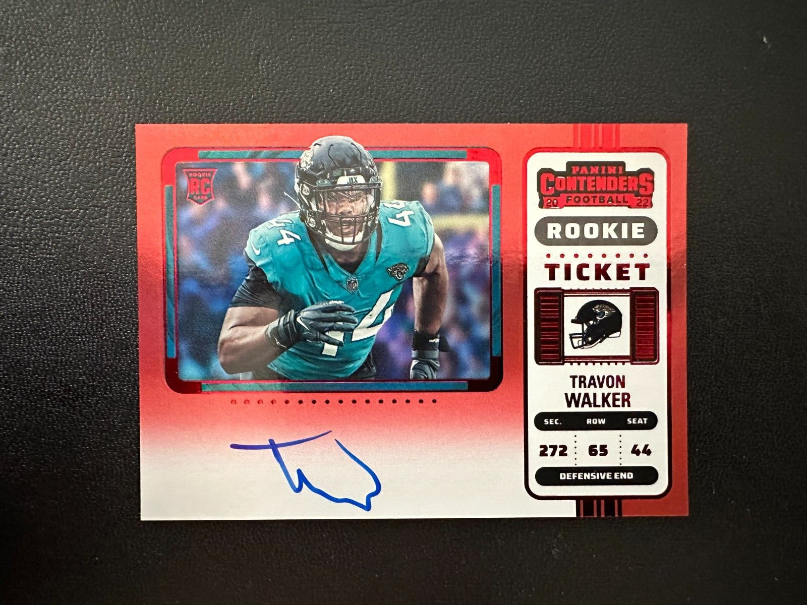 2022 Panini Contenders Travon Walker Red Zone Variation On-Card Rookie Auto SP